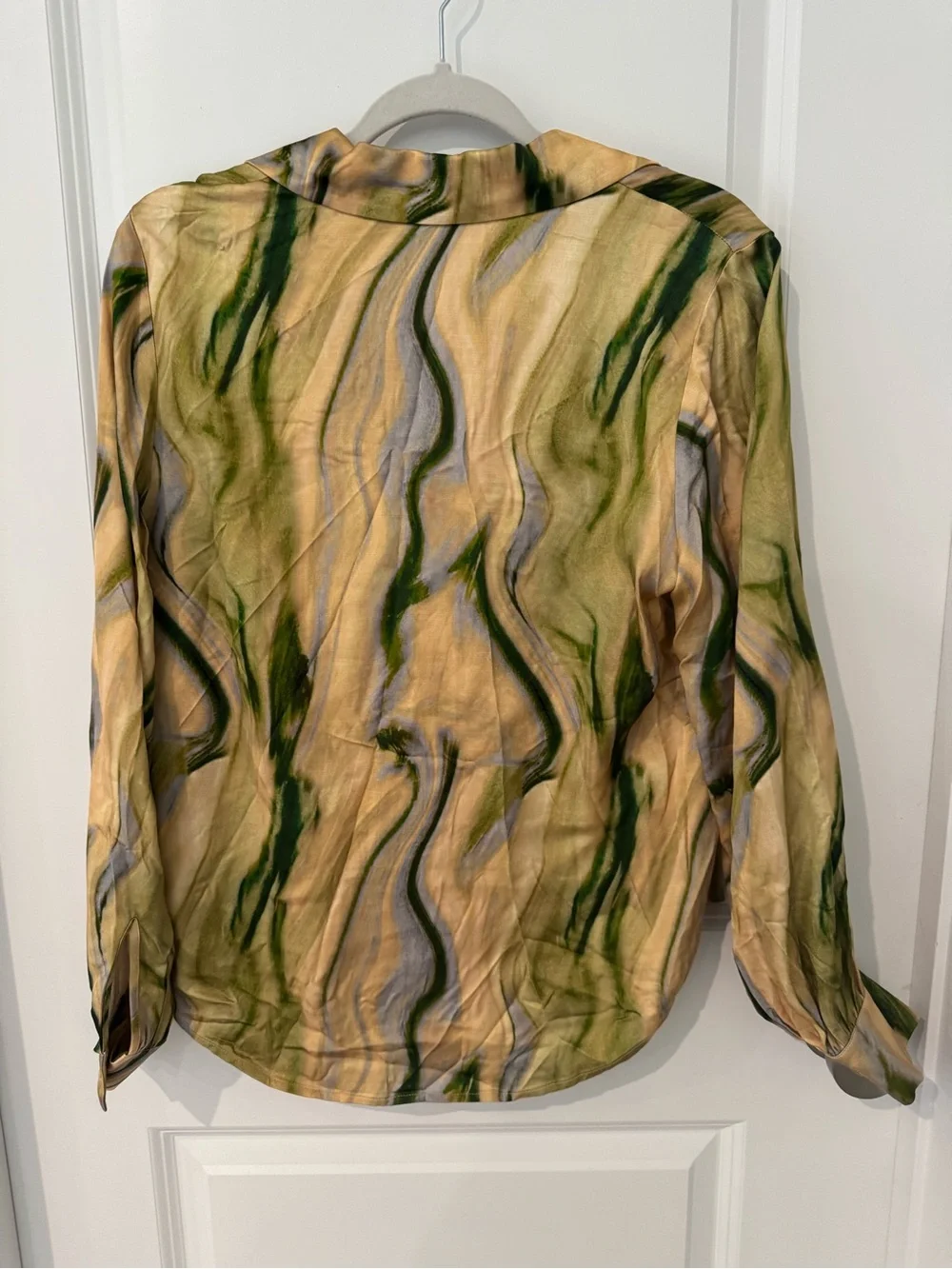 & Other Stories Women's Yellow Marble-Print Button Front Blouse - Picture 2 of 7